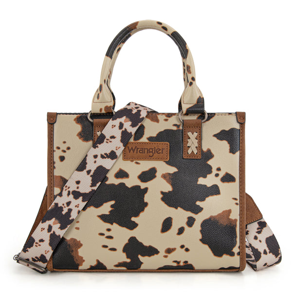 WG205-8250 Wrangler Cow Pirnt Tote Crossbody- COW-KH