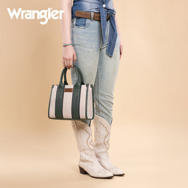 WG208-8120SGN Wrangler Color Block Tote/Crossbody - Green