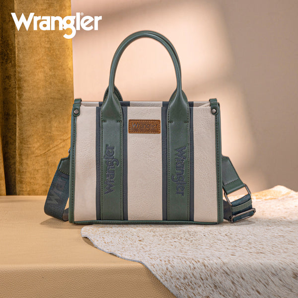 WG208-8120SGN Wrangler Color Block Tote/Crossbody - Green