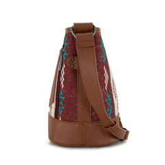 WG213-2003  Wrangler Aztec Distressed Print Dual Sided Print Concealed Carry Crossbody-Brown