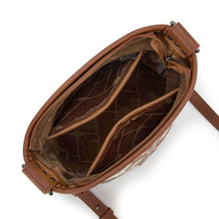 WG213-2003  Wrangler Aztec Distressed Print Dual Sided Print Concealed Carry Crossbody-Brown