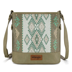 WG213-2003  Wrangler Aztec Distressed Print Dual Sided Print Concealed Carry Crossbody-Green)