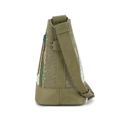 WG213-2003  Wrangler Aztec Distressed Print Dual Sided Print Concealed Carry Crossbody-Green)