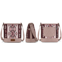 WG213-2003  Wrangler Aztec Distressed Print Dual Sided Print Concealed Carry Crossbody-Pink