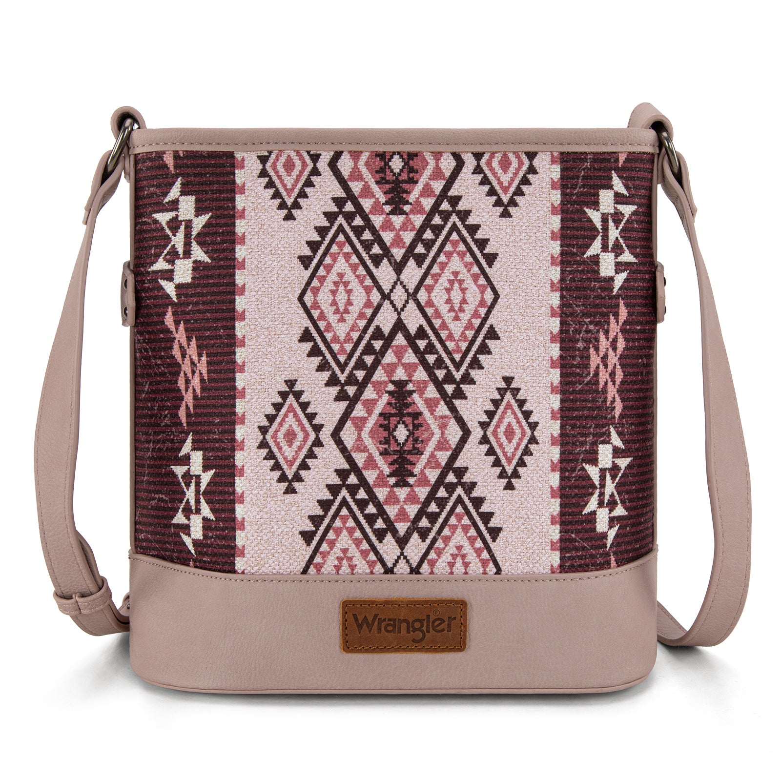 WG213-2003  Wrangler Aztec Distressed Print Dual Sided Print Concealed Carry Crossbody-Pink