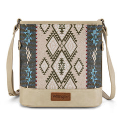 WG213-2003  Wrangler Aztec Distressed Print Dual Sided Print Concealed Carry Crossbody-Tan