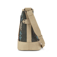 WG213-2003  Wrangler Aztec Distressed Print Dual Sided Print Concealed Carry Crossbody-Tan