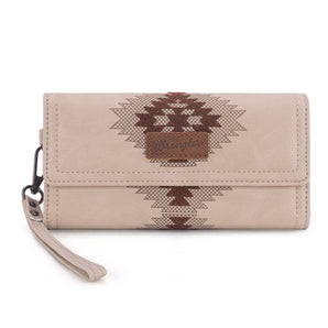 WG218-W068 Wrangler Aztec Embroidered Wallet/Wristlet -Beige