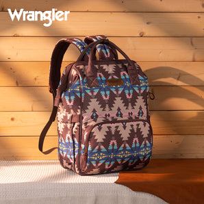 WG2210-9110 Wrangler Aztec Printed Callie Backpack - Coffee