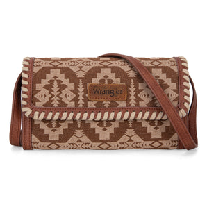 WG2212-W012 Wrangler Southwestern Print Wallet/Shoulder Bag - Brown