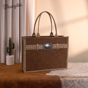 WG250G-8119BR Wrangler Buckle Concealed Carry Large Tote - Brown