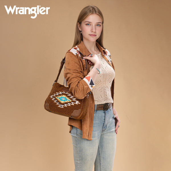 Wrangler Aztec Sherpa Trim Crossbody Purse - Montana West