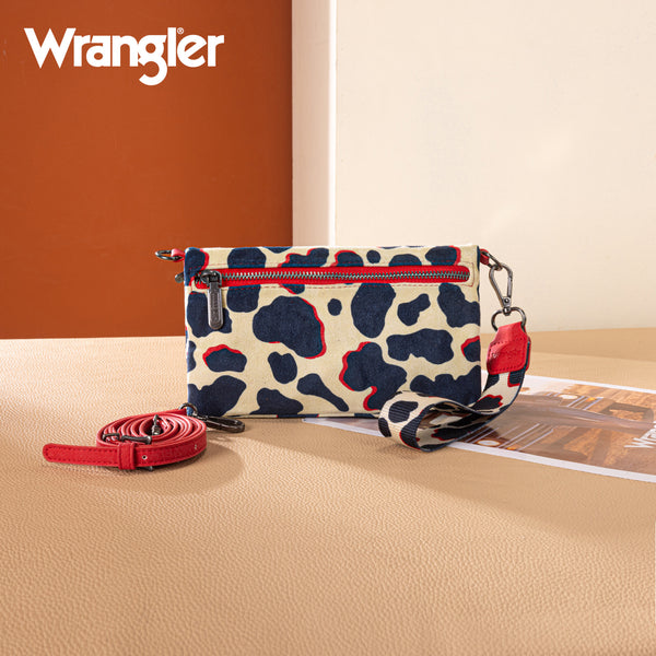WG264-W106RD Wrangler Cow Print Wallet/Wristlet/Crossbody -Red