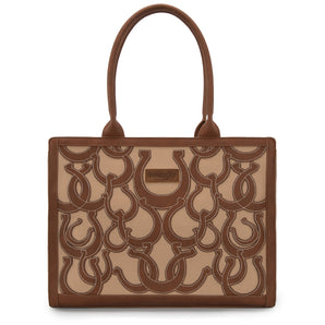 WG292-8110BR Wrangler Horseshoe Cutout Carry-All Large Tote Bag - Brown