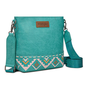 WG297G-8360TQ Wrangler Aztec Print Crossbody Bag - Turquoise