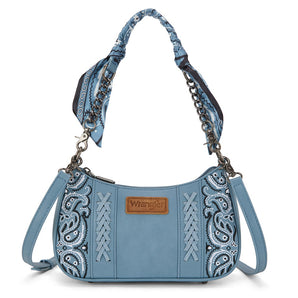 WG331-818JN Wrangler Braided Paisley Bandana Shoulder Bag - Jean