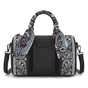 WG331-9012BK Wrangler Braided Paisley Bandana Boston Bag - Black