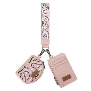 WG331-W0051PK Wrangler Paisley RFID Blocking Card Coin Pouch Set - Pink