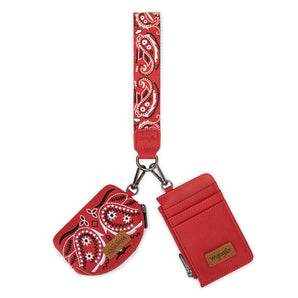 WG331-W0051RD Wrangler Paisley RFID Blocking Card Coin Pouch Set - Red