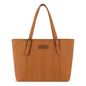 WG336-2002BR Wrangler Braided Detail Tote Shoulder Bag - Brown