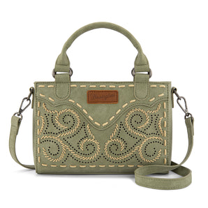 WG337-2003 Wrangler Embroidered Swirl Mini Satchel/ Crossbody - Green