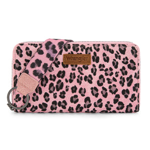 WG366-W006PK Wrangler Leopard Print Wallet/Wristlet - Pink