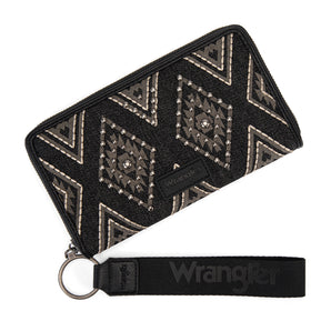 WG435-W006BK Wrangler Aztec Studded Wallet/Wristlet - Black