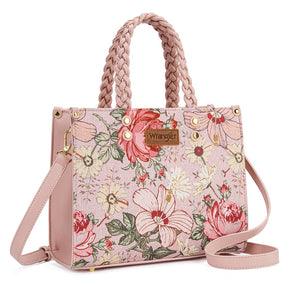 WG438-8120PK Wrangler Floral Print Braided Tote Bag - Pink
