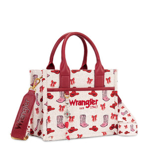 WG524-8120SPK Wrangler Western Print Cowgirl Tote Bag/Crossbody - Pink
