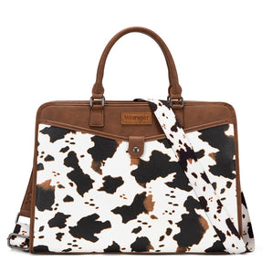 WG537-8119COW-BR Wrangler Pebbled Faux Leather Laptop Brief Bag - Cow-Brown