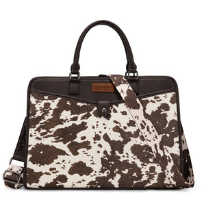 WG537-8119COW-CF Wrangler Pebbled Faux Leather Laptop Brief Bag - Cow-Coffee