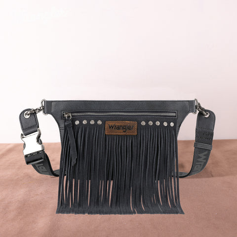 WG73-8194  Wrangler Fringe  Fanny Pack Belt Bag Sling Bag - Navy