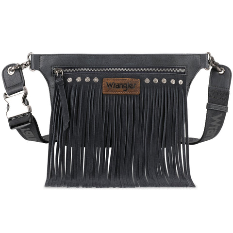 WG73-8194  Wrangler Fringe  Fanny Pack Belt Bag Sling Bag - Navy