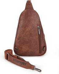 WG87-227 Wrangler Sling Bag/Crossbody/Chest Bag Dual Zippered Compartment - Dark Brown