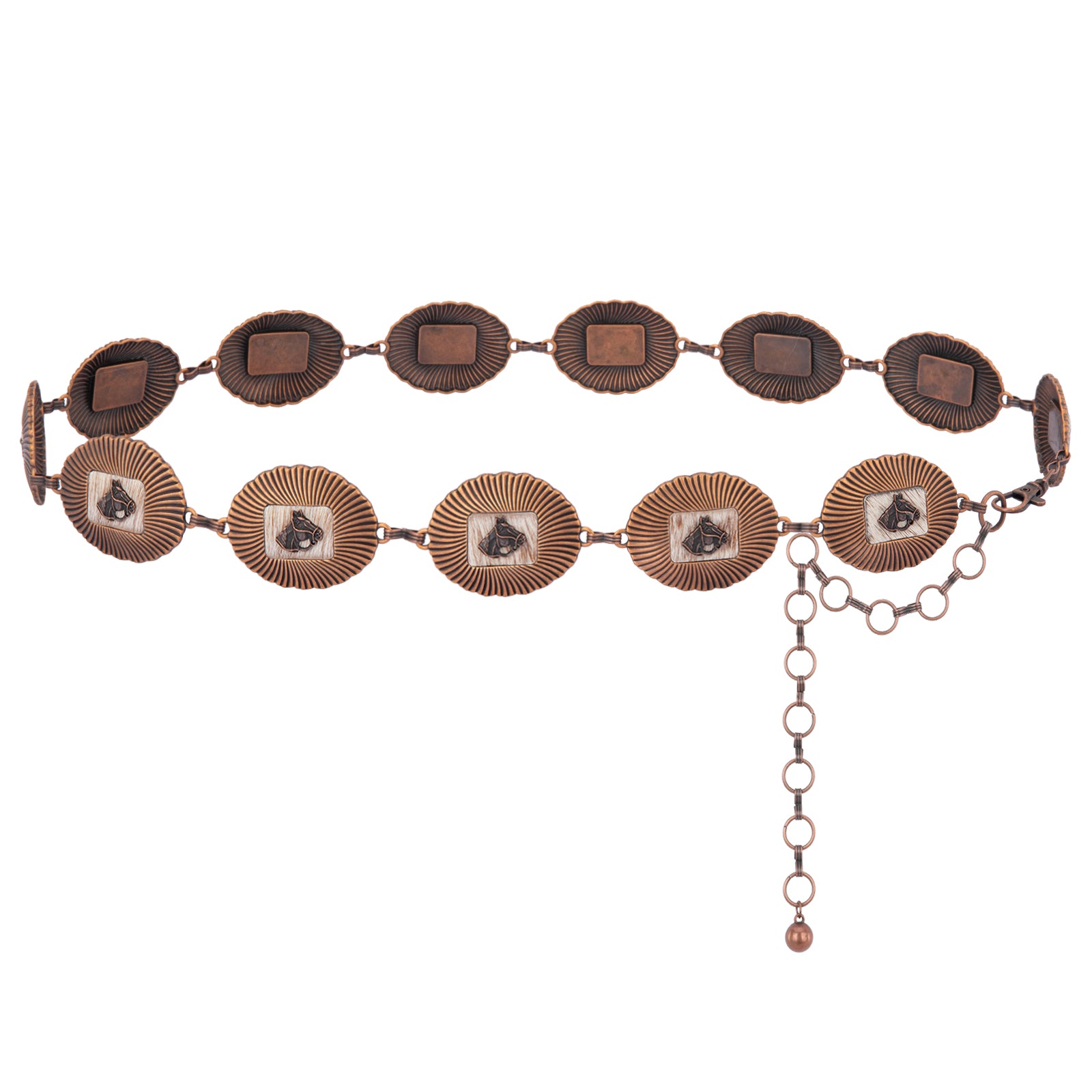 WGB-1008   Wrangler Horse Head Concho Chain Link Belt