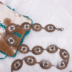 WGB-1008   Wrangler Horse Head Concho Chain Link Belt