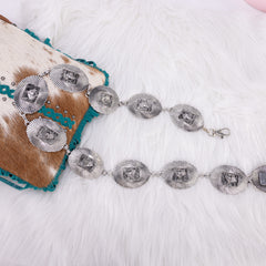 WGB-1008   Wrangler Horse Head Concho Chain Link Belt