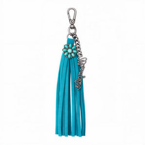 WGC-1021TQ Wrangler Turquoise Fringe Suede Bag Charm - Turquoise