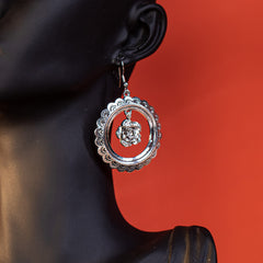 WGE-1033  Wrangler Etched Circle Rose Dangling Earring