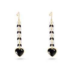 WGE-1044  Wrangler 14K Gold Western Natural Stone Drop Dangle Heart Shaped Statement Earrings