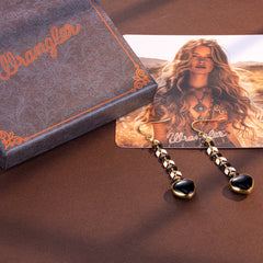 WGE-1044  Wrangler 14K Gold Western Natural Stone Drop Dangle Heart Shaped Statement Earrings