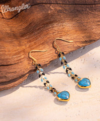 WGE-1044  Wrangler 14K Gold Western Natural Stone Drop Dangle Heart Shaped Statement Earrings