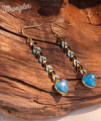 WGE-1044  Wrangler 14K Gold Western Natural Stone Drop Dangle Heart Shaped Statement Earrings