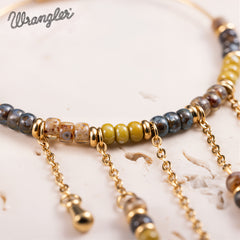 WGE-1105G-GY  Wrangler 14K Gold Plated Natural Stone Dangling Charms Hoop Earrings - Grey