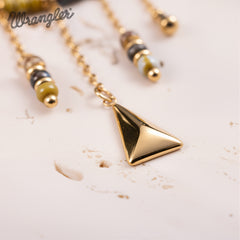 WGE-1105G-GY  Wrangler 14K Gold Plated Natural Stone Dangling Charms Hoop Earrings - Grey