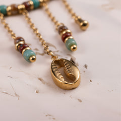 WGE-1105G-MUTI   Wrangler 14K Gold Plated Natural Stone Dangling Charms Hoop Earrings -Multi