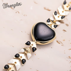 WGW-WH03   Wrangler 14k Gold Western Chain Bracelet Heart Shaped Natural Stone