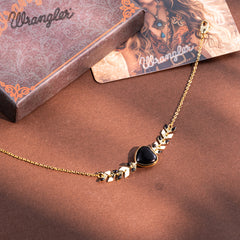 WGW-WH03   Wrangler 14k Gold Western Chain Bracelet Heart Shaped Natural Stone