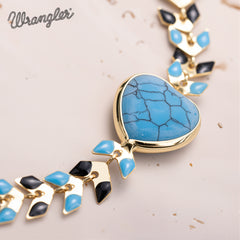 WGW-WH03   Wrangler 14k Gold Western Chain Bracelet Heart Shaped Natural Stone