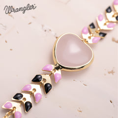 WGW-WH03   Wrangler 14k Gold Western Chain Bracelet Heart Shaped Natural Stone
